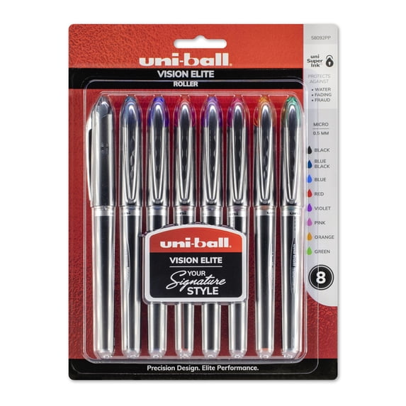uni-ball Vision Elite Rollerball Pen Set, .5mm, 8-Colors