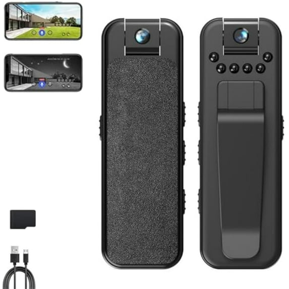 Vision Live Body Camera, HD 1080p Rechargeable Mini Body Camera with Night Vison&Rotating Lens, Clip on Cameras for Shirt, Sport Wearable Cameras, with Loop Record (Direct Recording,8G Memory Card)