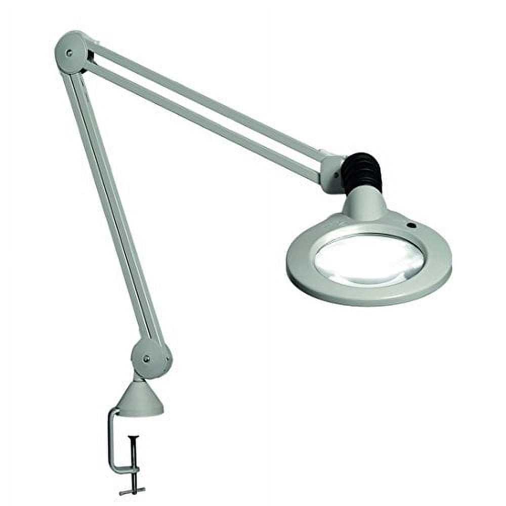 Vision-Luxo KFL026028 KFM LED Illuminated Magnifier, 30" Arm, 3 Diopter, Edge Clamp, Steel/Aluminum, Light Gray