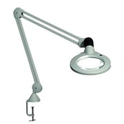 Vision-Luxo KFL026028 KFM LED Illuminated Magnifier, 30" Arm, 3 Diopter, Edge Clamp, Steel/Aluminum, Light Gray