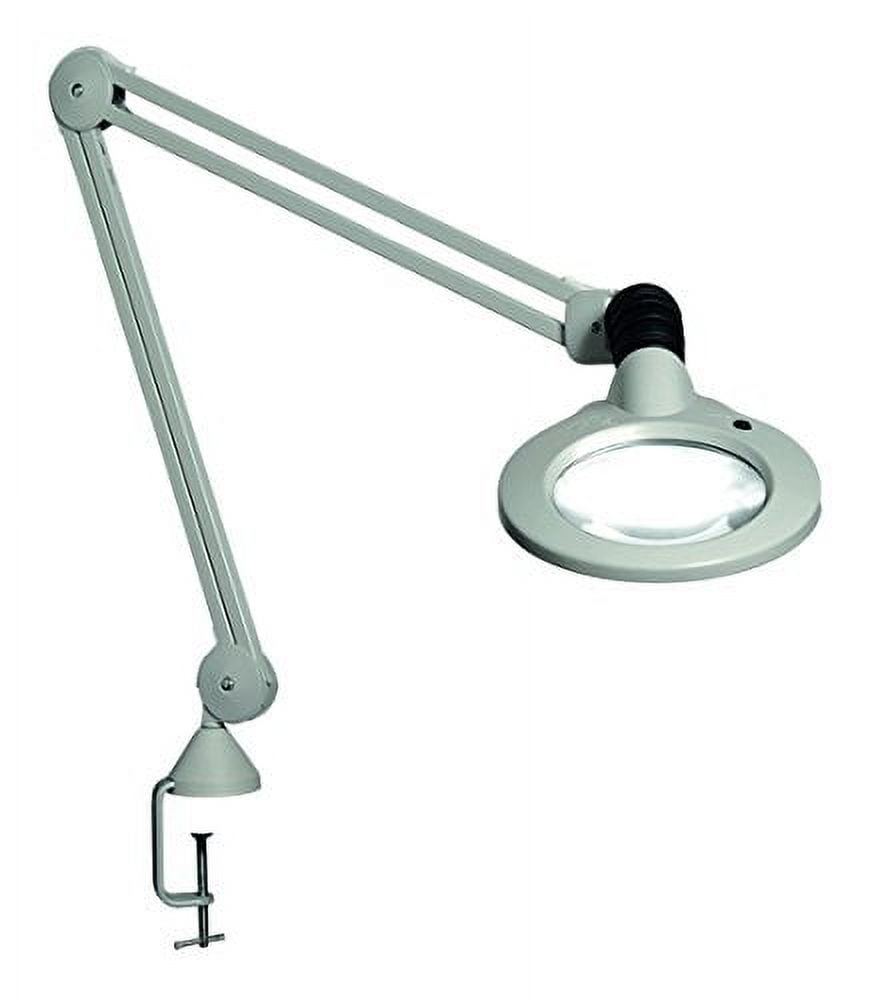 Vision-Luxo KFL026029 KFM LED Illuminated Magnifier, 30" Arm, 5 Diopter, Edge Clamp, Steel/Aluminum, Light Gray