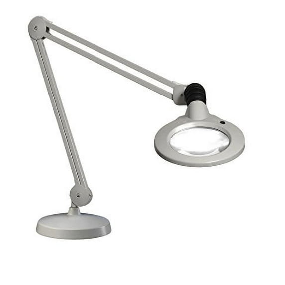 Vision-Luxo KFL026127 KFM LED Illuminated Magnifier, 30" Arm, 3 Diopter, Weighted Base, Steel/Aluminum, Light Gray