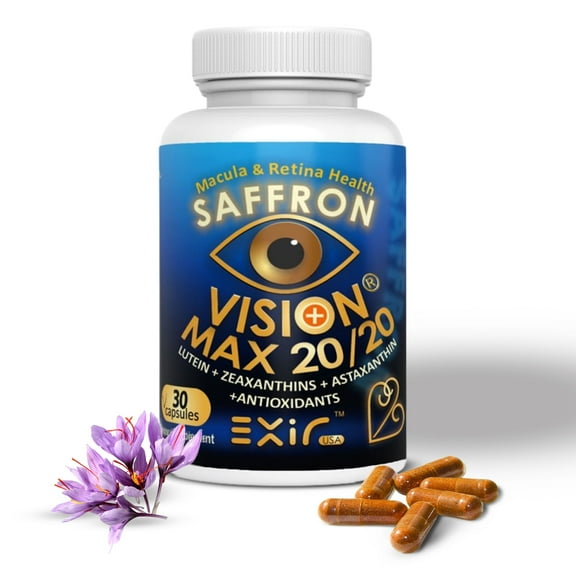 Vision Max 20/20 Eye Health Supplement – Lutein, Zeaxanthin, Saffron & Astaxanthin for Vision Support, Blue Light Protection & Macular Health 30 Capsules – Made in USA