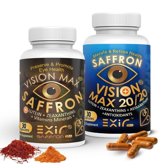 Vision Max + 20/20 Eye Supplement Combo Pack Lutein & Zeaxanthin for Blue Light Defense, Eye Strain & Macular Support, 60 Capsules