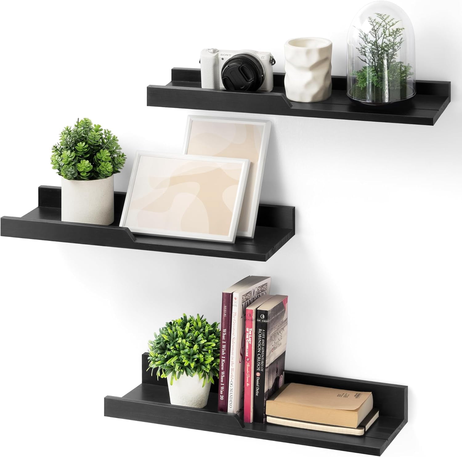 Vision Modern Floating Shelves Set of 3 : Farmhouse Wall Mounted ...