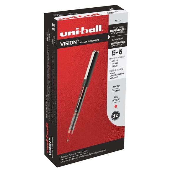 Vision Roller Ball Pen, Stick, Micro 0.5 Mm, Red Ink, Gray/red Barrel, Dozen | Bundle of 5 Dozen