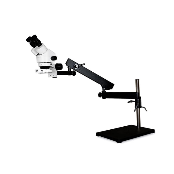 Vision Scientific Binocular 10x WF Eyepiece Zoom Stereo Microscope with Articulating Arm Pillar Stand with Base
