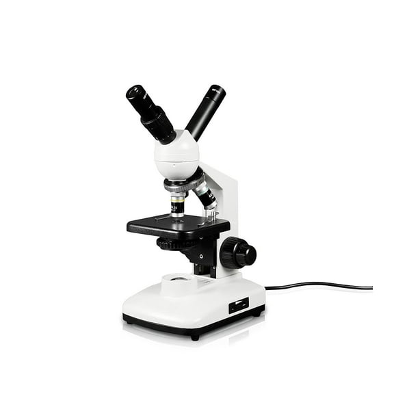 Vision Scientific Dual View Compound Microscope, 10x WF & 20x WF Eyepieces, 40x-800x Magnification, LED Illumination with Control, 0.65 N.A. Condenser, Coaxial Coarse & Fine Focus, Plain Stage