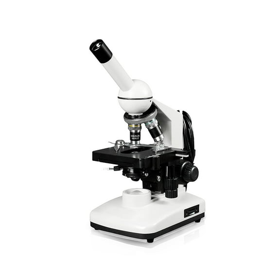 Vision Scientific Monocular Compound Microscope, 10x WF Eyepieces, 40x-2000x Magnification, LED Illumination, 1.25 NA Abbe Condenser, Coaxial Coarse & Fine Focus, Mechanical Stage