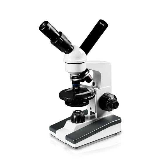 Vision Scientific VME0019-T-RC Dual View Compound Microscope, 10x WF & 25x WF Eyepiece, 40x-1000x Magnification, Brightfield LED Illumination, Gliding Round Stage, Rechargeable Battery