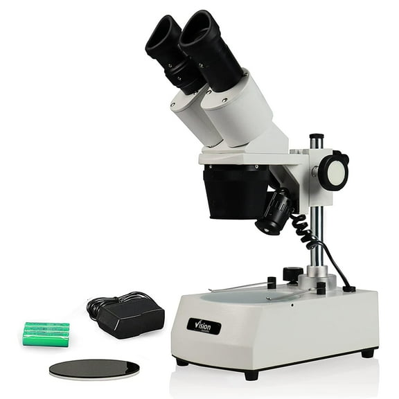 Vision Scientific VMS0002-RC-24 Binocular Stereo Microscope, 10x Widefield Eyepiece, 2x and 4x Objectives, 20x and 40x Magnification