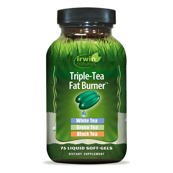 Irwin Naturals Triple-Tea Fat Burner – 75 Liquid Soft-Gels – Green, Black & White Tea Thermogenic Support