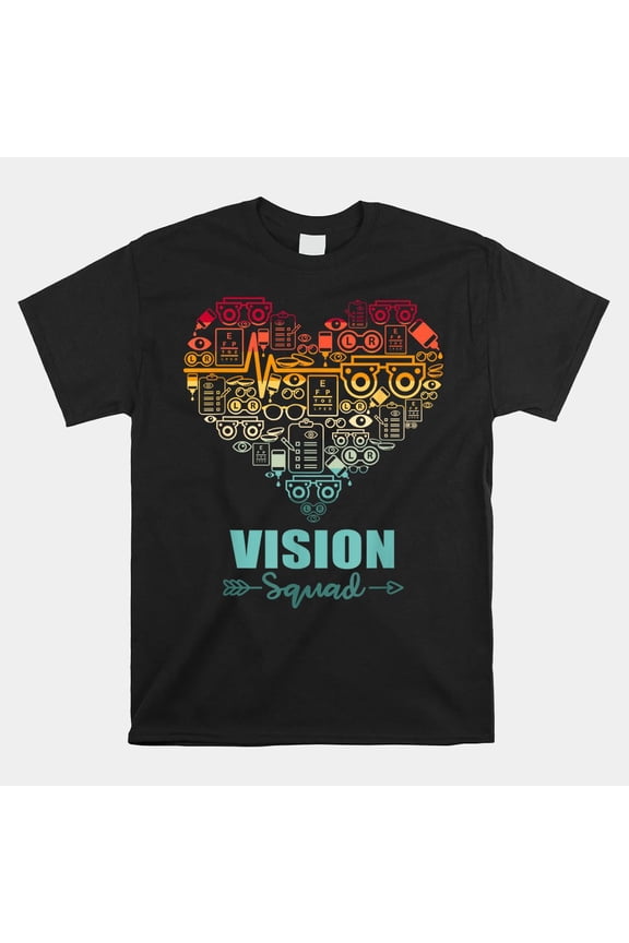 Vision Squad Heart Optometry Eye Care Professional Graphic Unisex T-Shirt, S-5XL