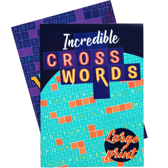 Vision St 2pk Large Print Paperback Crossword Puzzle Books, Activity Brain Challenge for Adults 80pg