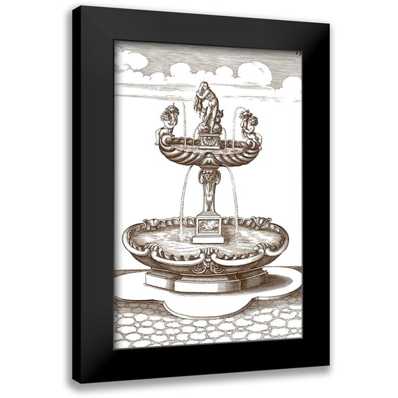 Vision Studio 10x14 Black Modern Framed Museum Art Print Titled - Courtyard Fountain III