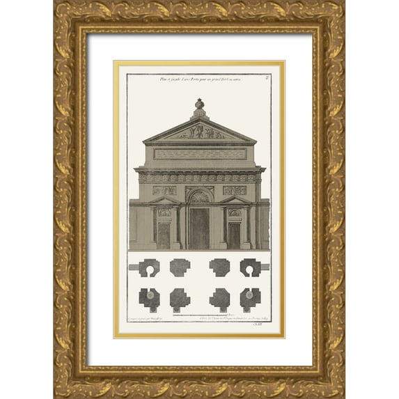Vision Studio 10x14 Gold Ornate Wood Framed with Double Matting Museum Art Print Titled - Buildings And Facades II