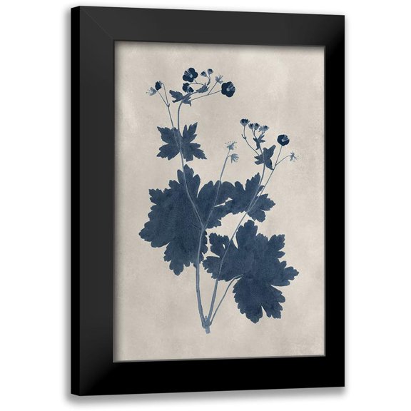 Vision Studio 11x14 Black Modern Framed Museum Art Print Titled - Navy Pressed Flowers VIII