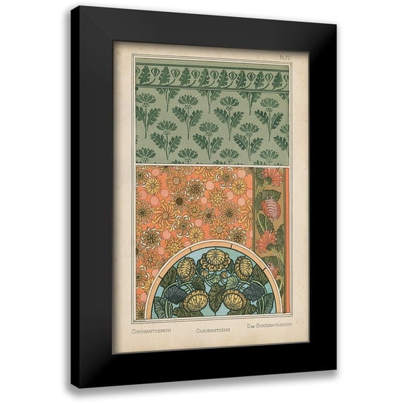 Vision Studio 11x14 Black Modern Framed Museum Art Print Titled - Nouveau Floral Design I