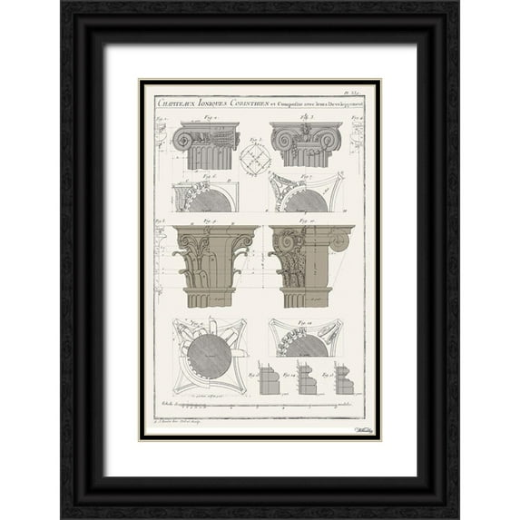 Vision Studio 11x14 Black Ornate Wood Framed with Double Matting Museum Art Print Titled - Survey of Architectural Design IV