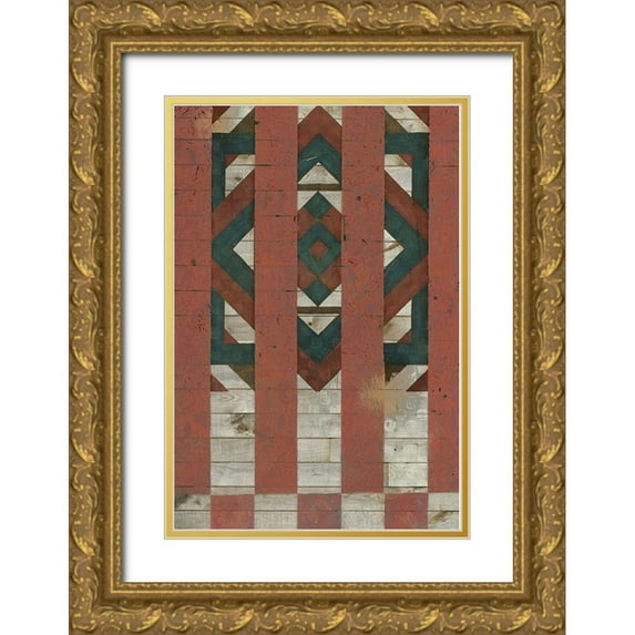 Vision Studio 11x14 Gold Ornate Wood Framed with Double Matting Museum Art Print Titled - American Quilt F