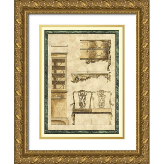 Vision Studio 11x14 Gold Ornate Wood Framed with Double Matting Museum Art Print Titled - Chippendale Furniture I
