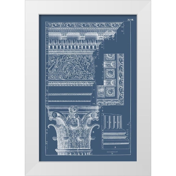 Vision Studio 11x14 White Modern Wood Framed Museum Art Print Titled - Column and Cornice Blueprint II