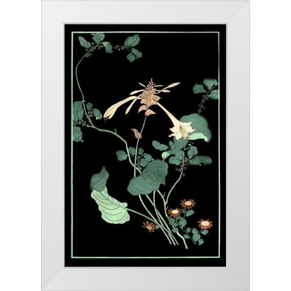 Vision Studio 11x14 White Modern Wood Framed Museum Art Print Titled - Midnight Floral I