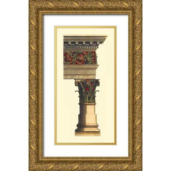 Vision Studio 11x18 Gold Ornate Wood Framed with Double Matting Museum Art Print Titled - Column and Cornice II