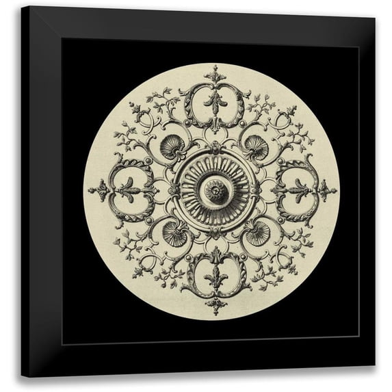 Vision Studio 12x12 Black Modern Framed Museum Art Print Titled - Black and Tan Medallion I