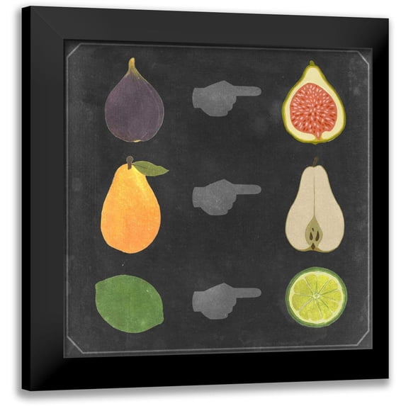 Vision Studio 12x12 Black Modern Framed Museum Art Print Titled - Blackboard Fruit I