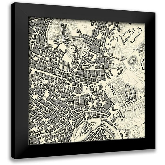Vision Studio 12x12 Black Modern Framed Museum Art Print Titled - City of Rome Grid V