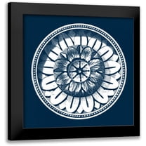 Vision Studio 12x12 Black Modern Framed Museum Art Print Titled - Classic Medallion on Navy IV