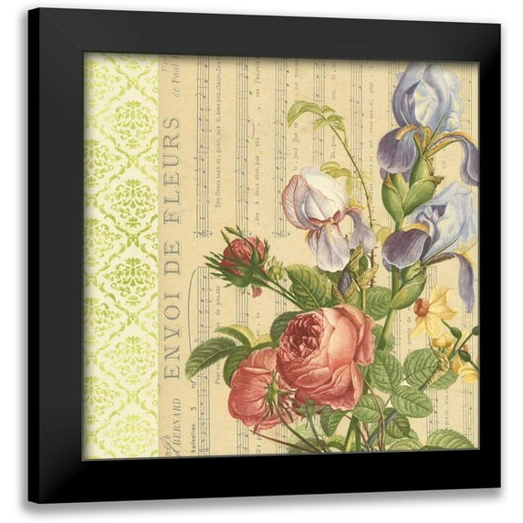 Vision Studio 12x12 Black Modern Framed Museum Art Print Titled - English Garden Bouquet I