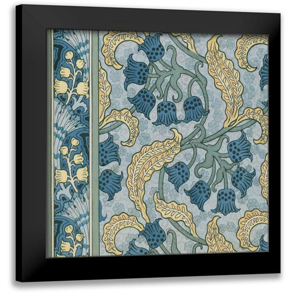 Vision Studio 12x12 Black Modern Framed Museum Art Print Titled - Nouveau Textile Motif VIII