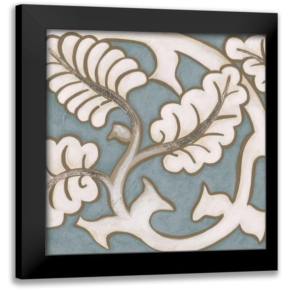 Vision Studio 12x12 Black Modern Framed Museum Art Print Titled - Ornamental Leaf II