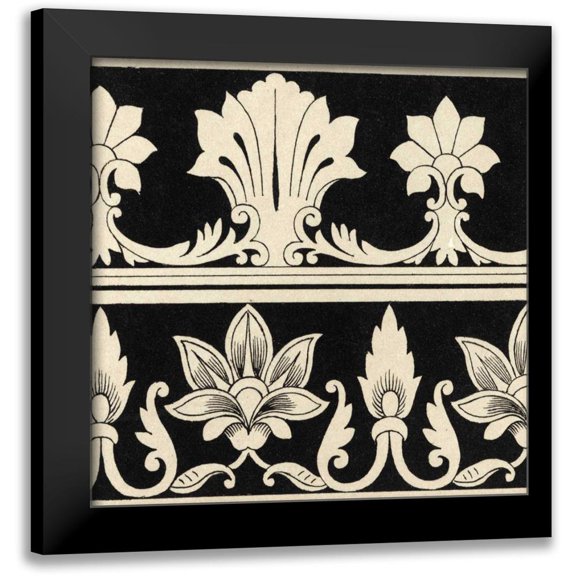 Vision Studio 12x12 Black Modern Framed Museum Art Print Titled - Ornamental Tile Motif II