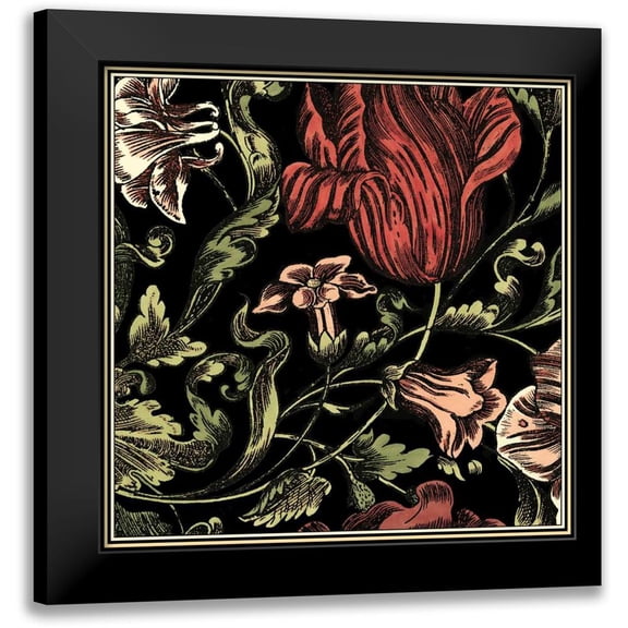 Vision Studio 12x12 Black Modern Framed Museum Art Print Titled - Small Floral Fancy IV