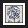thumbnail image 1 of Vision Studio 12x12 Black Ornate Wood Framed with Double Matting Museum Art Print Titled - Indigo Floral on Linen V, 1 of 4
