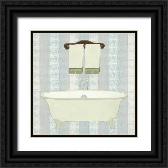 Vision Studio 12x12 Black Ornate Wood Framed with Double Matting Museum Art Print Titled - Riviera Bath I