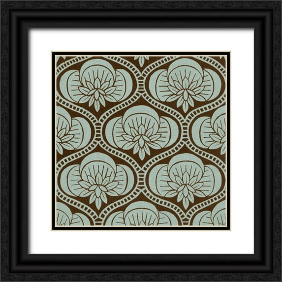 Vision Studio 12x12 Black Ornate Wood Framed with Double Matting Museum Art Print Titled - Spa and Sepia Tile I
