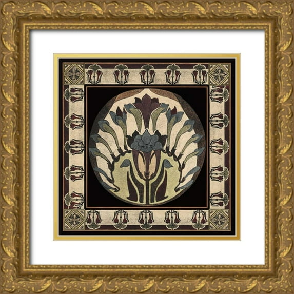 Vision Studio 12x12 Gold Ornate Wood Framed with Double Matting Museum Art Print Titled - Arts and Crafts Motif III