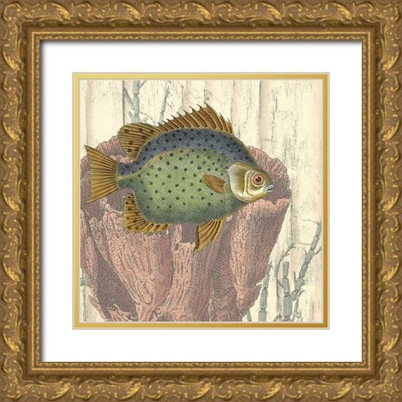 Vision Studio 12x12 Gold Ornate Wood Framed with Double Matting Museum Art Print Titled - Coastal Montage III