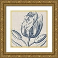 thumbnail image 1 of Vision Studio 12x12 Gold Ornate Wood Framed with Double Matting Museum Art Print Titled - Indigo Floral on Linen IV, 1 of 4