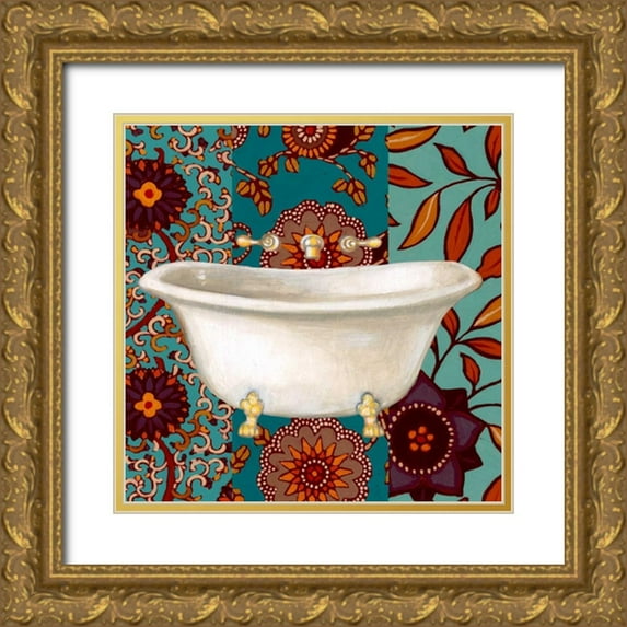 Vision Studio 12x12 Gold Ornate Wood Framed with Double Matting Museum Art Print Titled - Spice Bathroom II