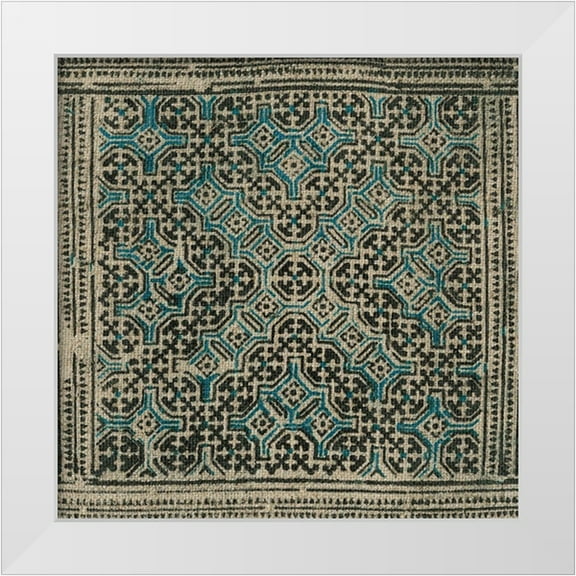 Vision Studio 12x12 White Modern Wood Framed Museum Art Print Titled - Block Print Textile II