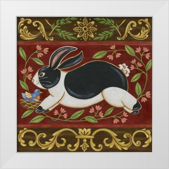 Vision Studio 12x12 White Modern Wood Framed Museum Art Print Titled - Folk Rabbit I