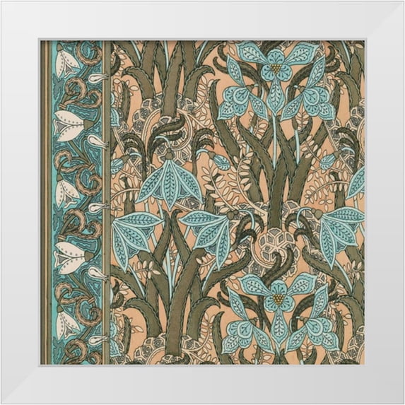 Vision Studio 12x12 White Modern Wood Framed Museum Art Print Titled - Nouveau Textile Motif I