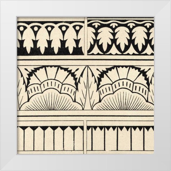 Vision Studio 12x12 White Modern Wood Framed Museum Art Print Titled - Ornamental Tile Motif VII