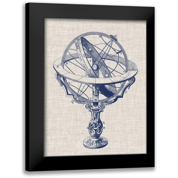 Vision Studio 12x14 Black Modern Framed Museum Art Print Titled - Armillary Sphere on Linen II
