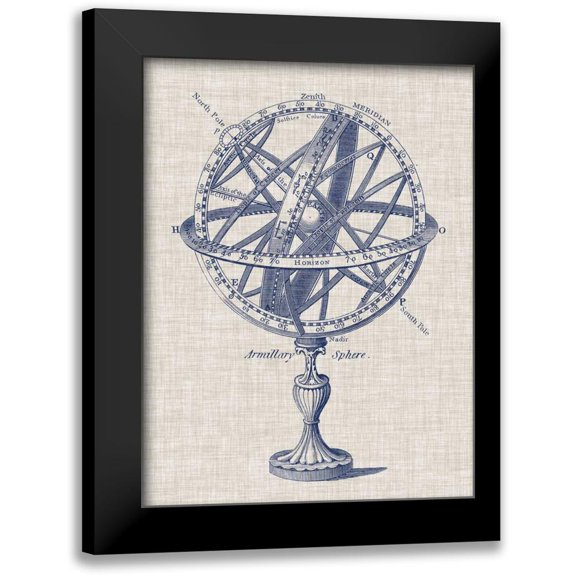 Vision Studio 12x14 Black Modern Framed Museum Art Print Titled - Armillary Sphere on Linen I